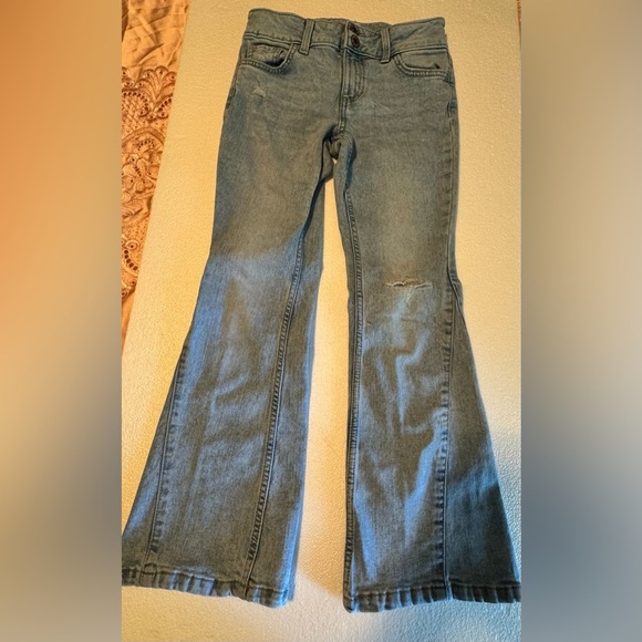 SO Blue Flare Wide Leg Jeans with Distressed Knee - Picture 6 of 11